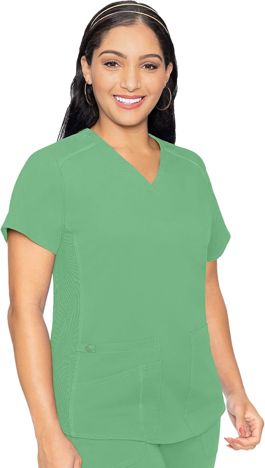 Med Couture V-Neck Scrub Top for Women with 4 Pockets