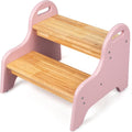 Kids 2 Step Stool Rubber Wood - Sturdy, Water-Resistant Step for Kids
