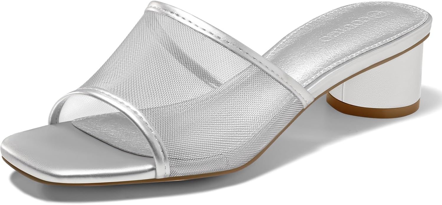 Coutgo Womens Slide Sandals with Chunky Heels for Summer