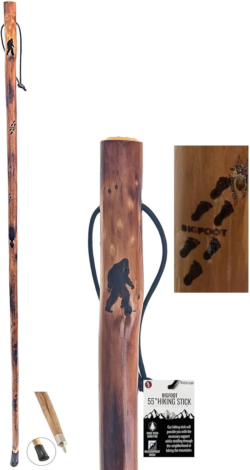 SE 55-Inch Bigfoot Stamped Pine Trekking Stick