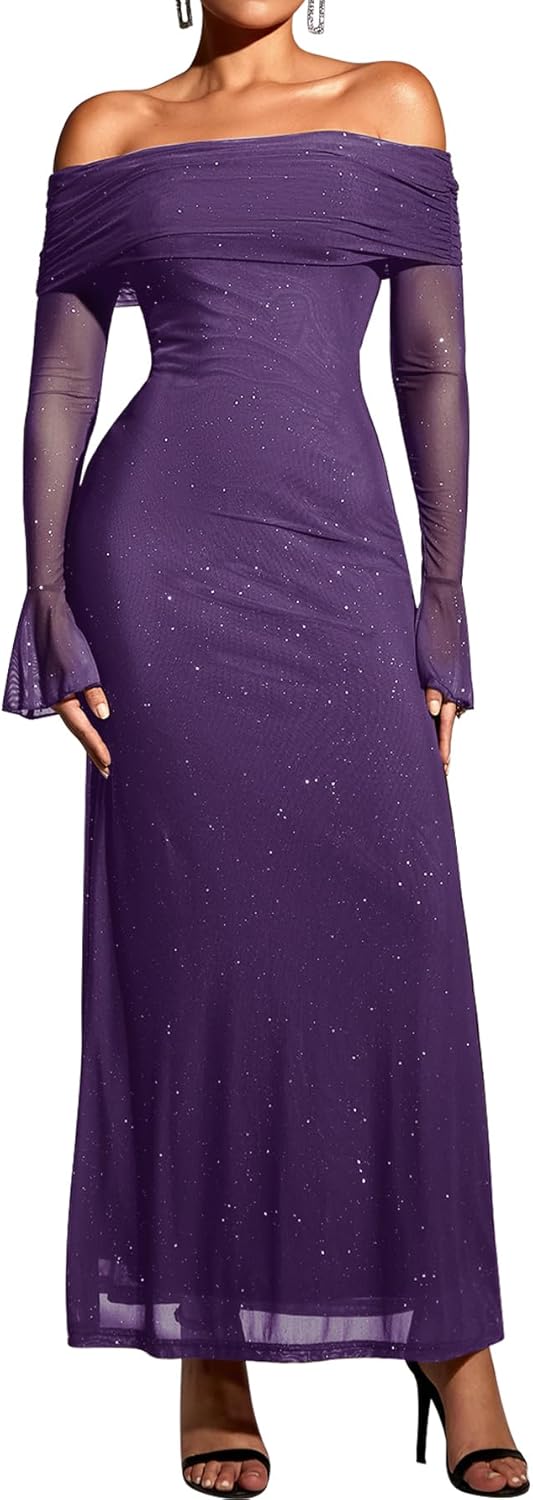 KUTUMAI Off Shoulder Bodycon Maxi Dress for Elegant Occasions