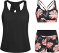 Tankini Swimsuit Set for Women - 3 Piece Athletic Tankini
