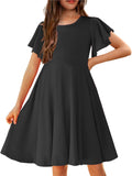 Arshiner Girl's Summer Dresses with Ruffle Short Sleeves