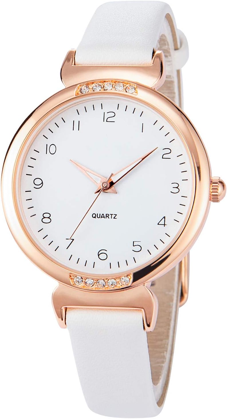 NUOVO Crystal Accented Sports Watch - Stylish Leather Strap