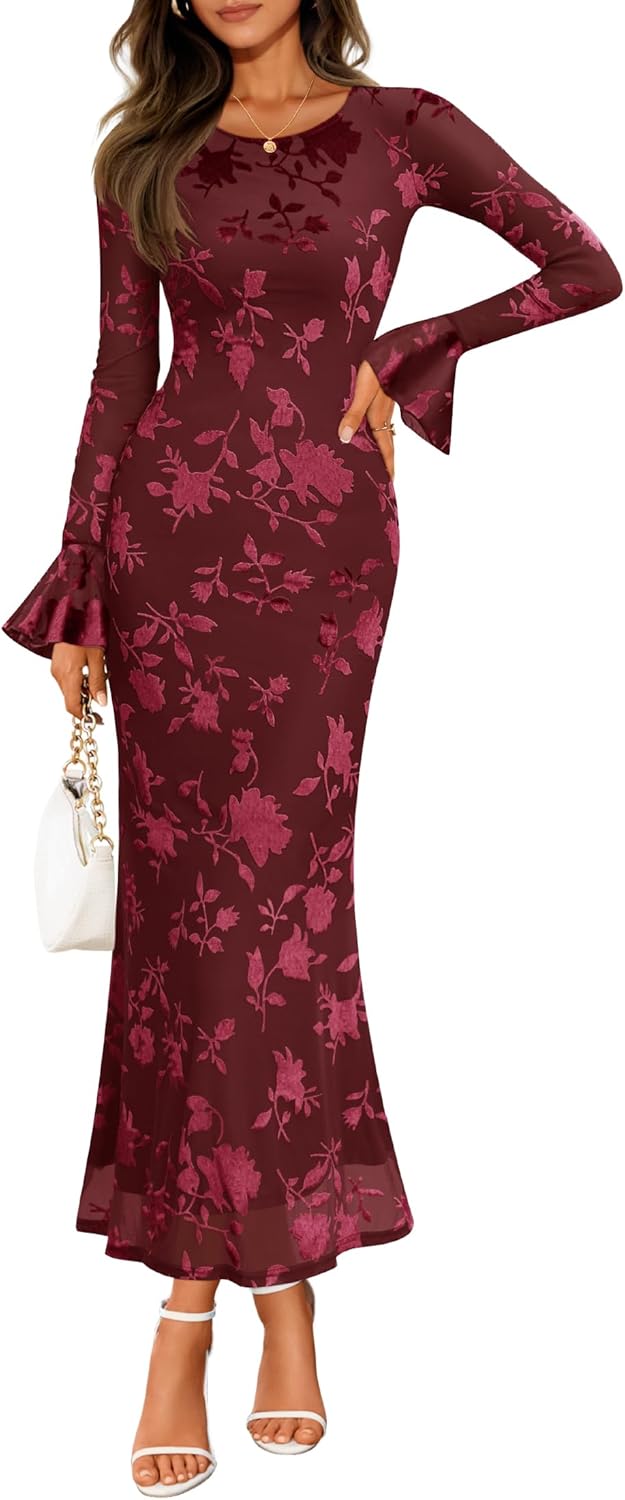 ZESICA Women's Floral Maxi Dress for Fall Fashion Events