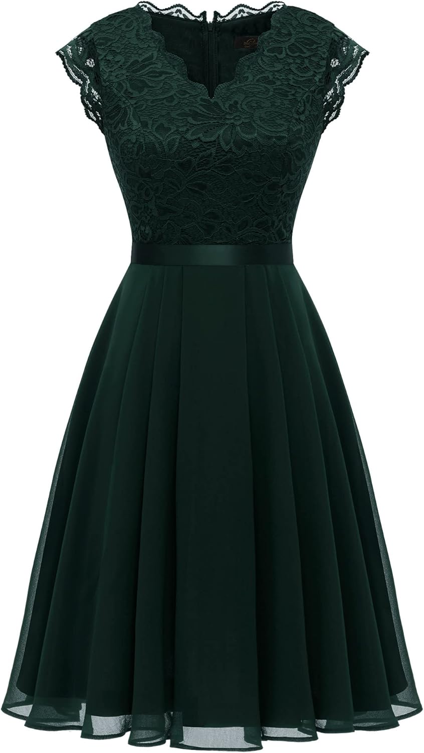 Dressystar Women's V Neck Sleeveless Lace Bridesmaid Dress