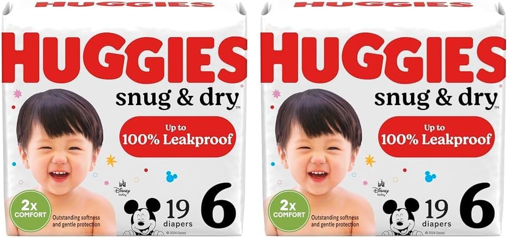 HUGGIES Snug & Dry Size 6 Diapers - 19 Ct x 2, Ultimate Comfort!