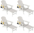 Adjustable Adirondack Chair with Retractable Ottoman Set of 4
