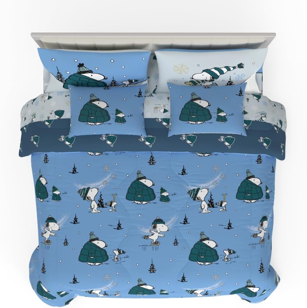 Peanuts Snoopy Puffer Holiday Bedding Set for King Size Beds