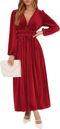 Sissyaki Velvet Long Sleeve Maxi Dress - Flattering Fall/Winter Dress