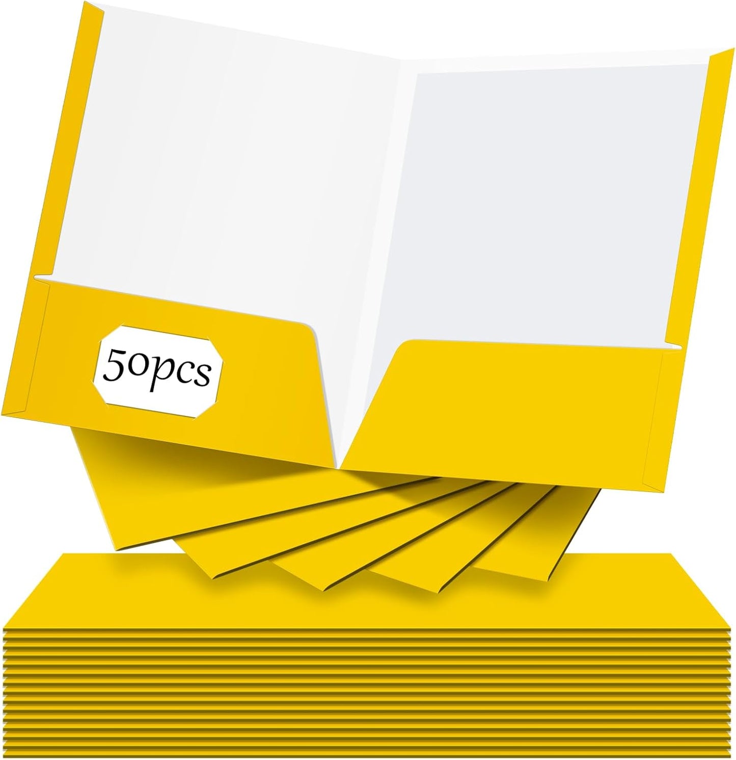 Jutom 50 Pcs 2 Pocket Glossy Paper Folders for Office Use