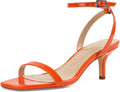 Women's Kitten Heel Square Open Toe Ankle Strap Sandals - 2 in Comfort