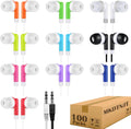 100 Pack Bulk Earbuds for Kids School Classroom - Colorful Durable Set