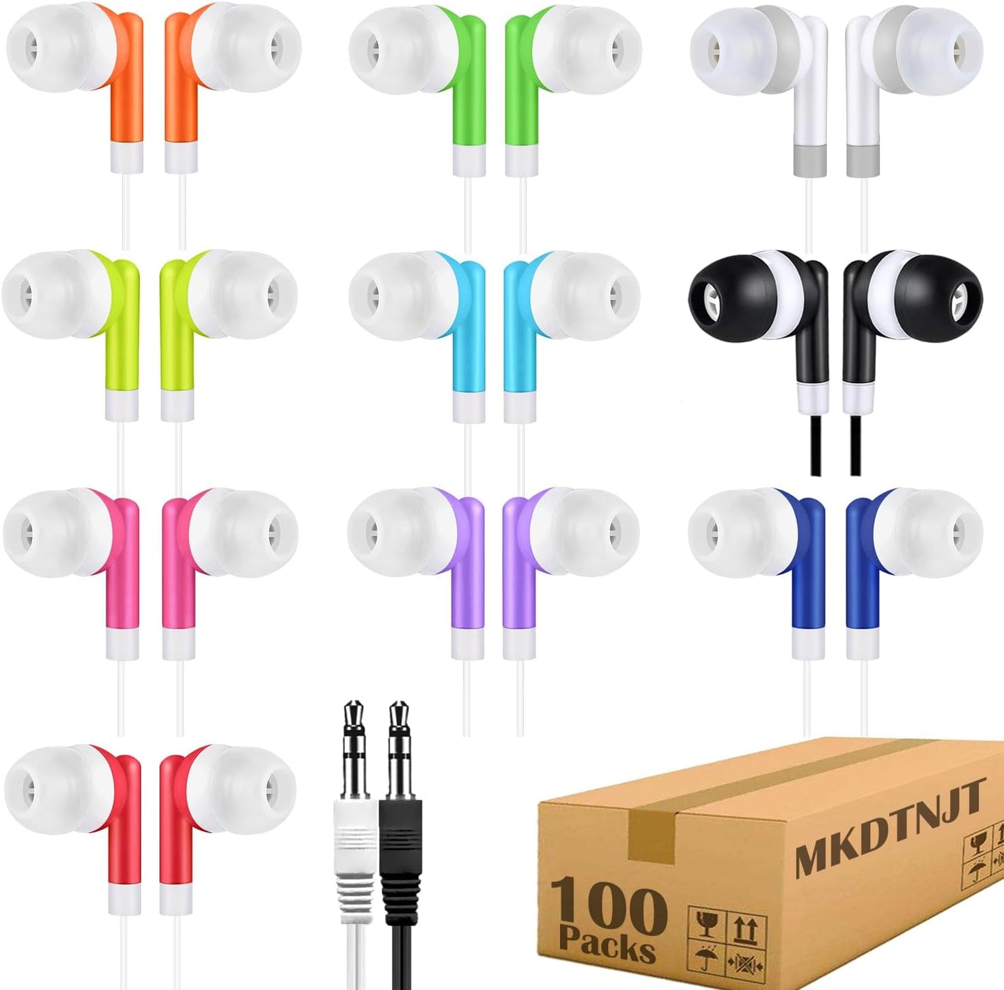100 Pack Bulk Earbuds for Kids School Classroom Headphones