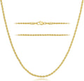 Necklace 14k Gold Rope Chain 2mm for Women Men - Dainty, Non-Tarnish