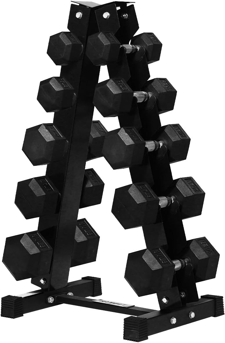 RITFIT Rubber Hex Dumbbells Set with Optional Rack for Home Gym