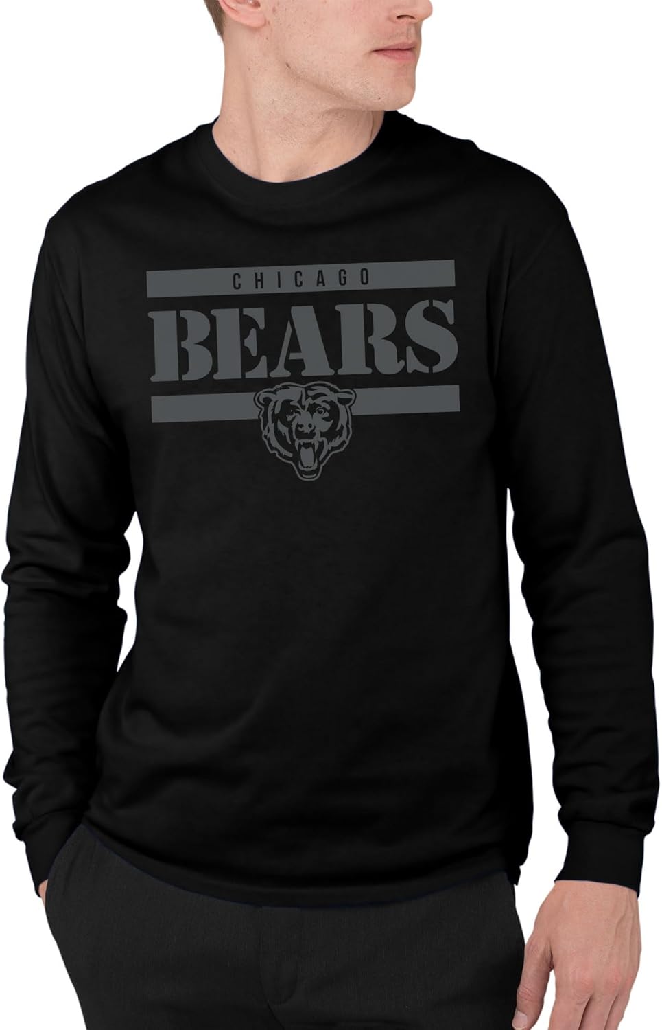 NFL Unisex Team Stencil Long Sleeve T-Shirt - 100% Cotton 2024