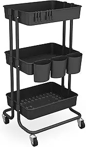 CAXXA 3-Tier Rolling Storage Organizer - Mobile Utility Cart