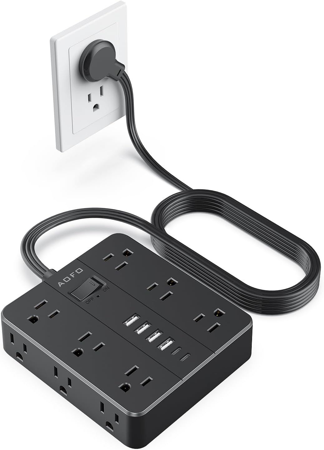10FT Surge Protector Power Strip with 12 AC Outlets and USB Ports