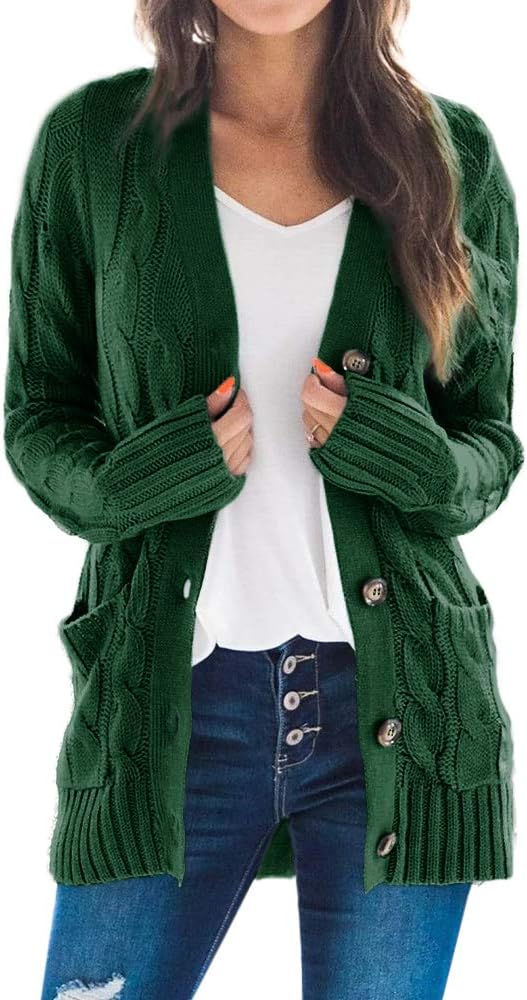 Goranbon Women's Cable Knit Cardigan for Stylish Comfort