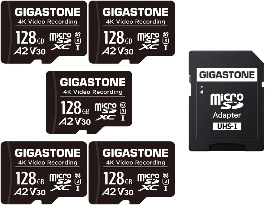 GIGASTONE 128GB Micro SD Card A2 V30 for 4K Video and More