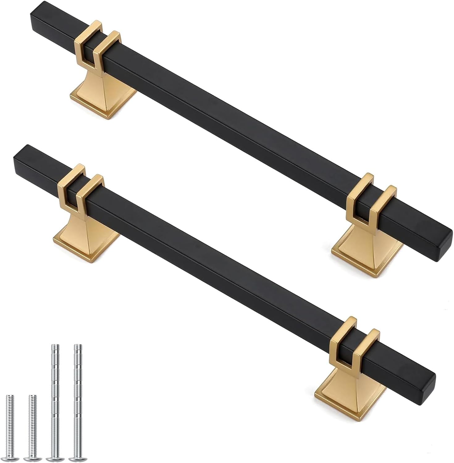 10 Pack 5 Inch Black and Gold Cabinet Pulls for Modern Kitchens