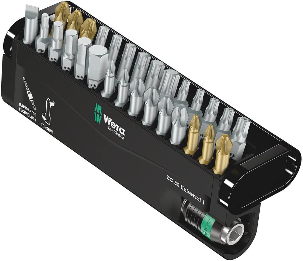 Wera 5056440001 BC Universal Rapidaptor Bit-Check 30-Piece Set