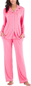Aamikast Womens Pajama Sets Long Sleeve Button Down - Soft Modal PJs