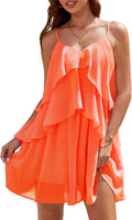 DRESSTELLS Women's Cocktail Ruffle Tiered Mini Dress - Flowy Chiffon