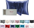 Navy Blue Silk Pillow Cases with Zipper for Luxurious Sleep