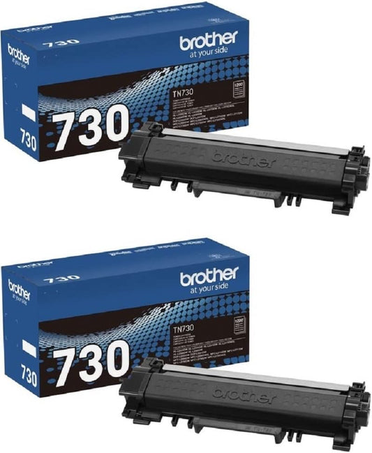 Brother Genuine TN730 2-Pack Black Toner - 1,200 Pages!