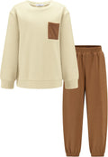 Boys Fleece Colorblock Sweatshirt & Pants Outfit Set - Warm Everyday