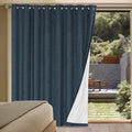 Linen Blackout Curtains 100% Blackout Patio Door Panel - Navy