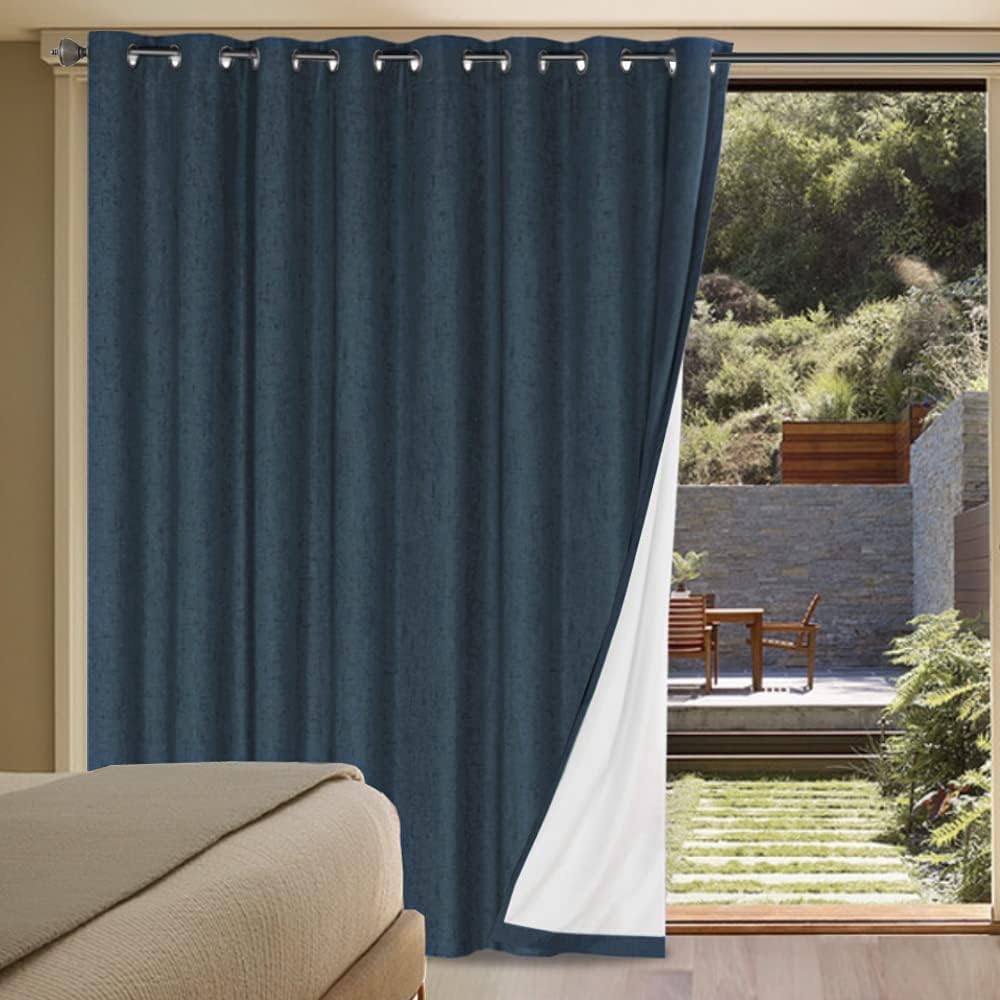 H.VERSAILTEX Linen Blackout Curtains for Extra Wide Doors