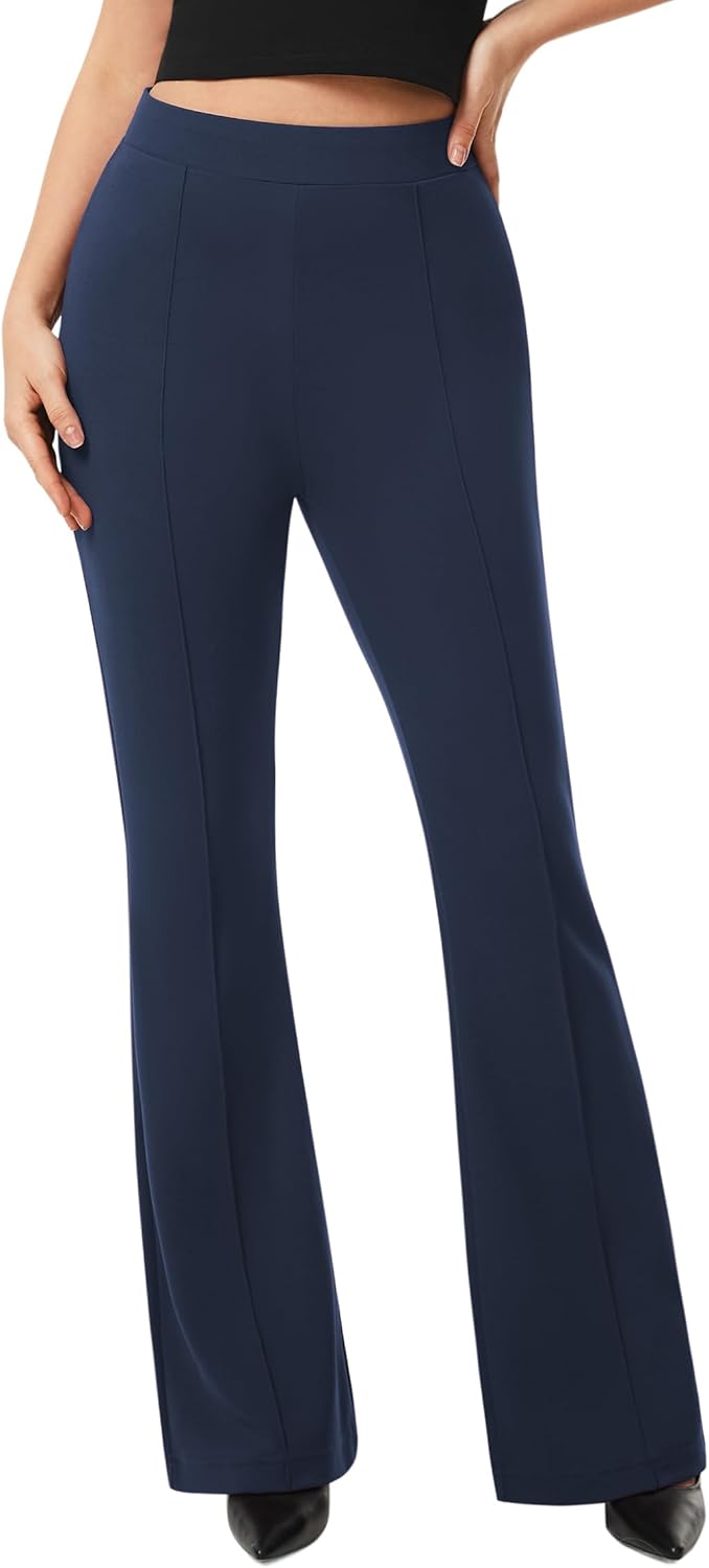 AFITNE Women's High Rise Flare Pants for Office and Casual Wear
