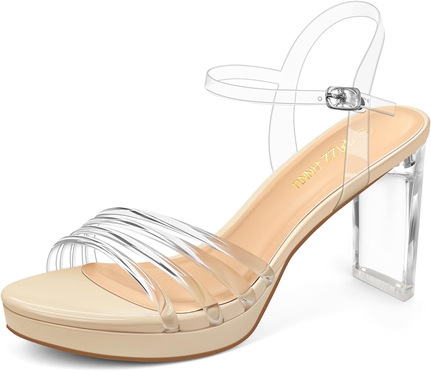PIZZ ANNU Women's Platform Heels with Sparkly Rhinestones