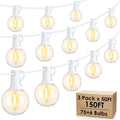 Mlambert 150 ft Outdoor String Lights G40 Globe - Dimmable Warm White