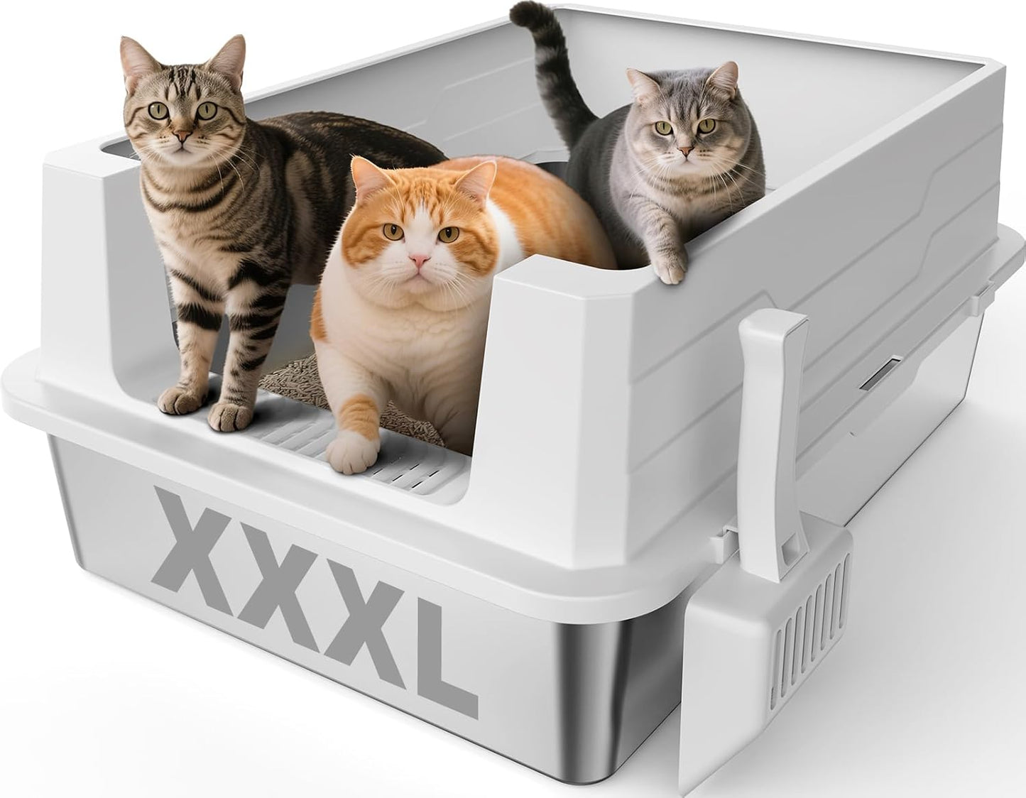 AIPERRO Stainless Steel Litter Box for Big Cats & Multi-Cats