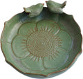 Light Green Ceramic Heavy Duty Wild Bird Bath Bowl or Feeder - Durable