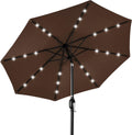 Solar 10ft Polyester LED Patio Umbrella - Lighted, Tilted Shade