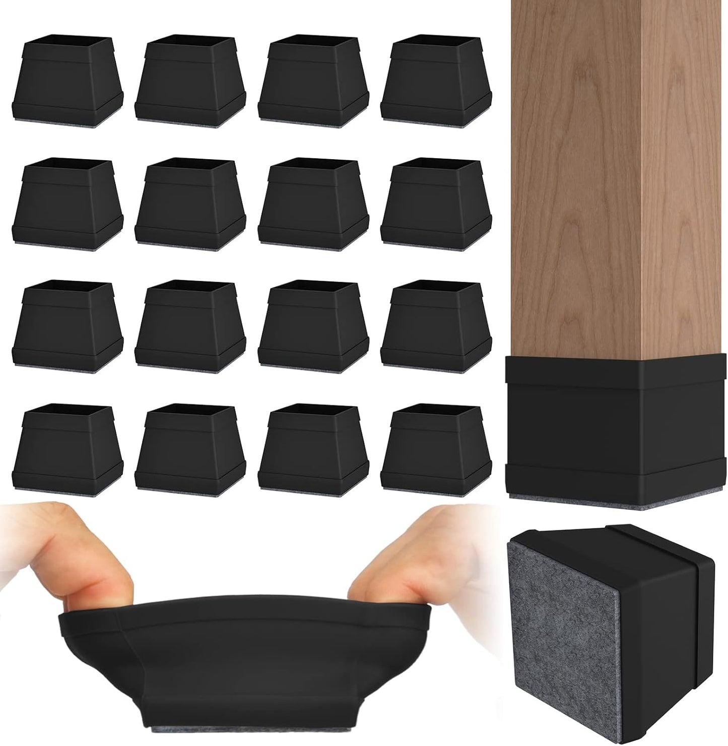 16pcs Black Silicone Chair Leg Protectors for Floor ~ Protect Your Floors!