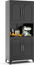 75 in Tall Kitchen Pantry Storage Cabinet - Large Metal Hutch
