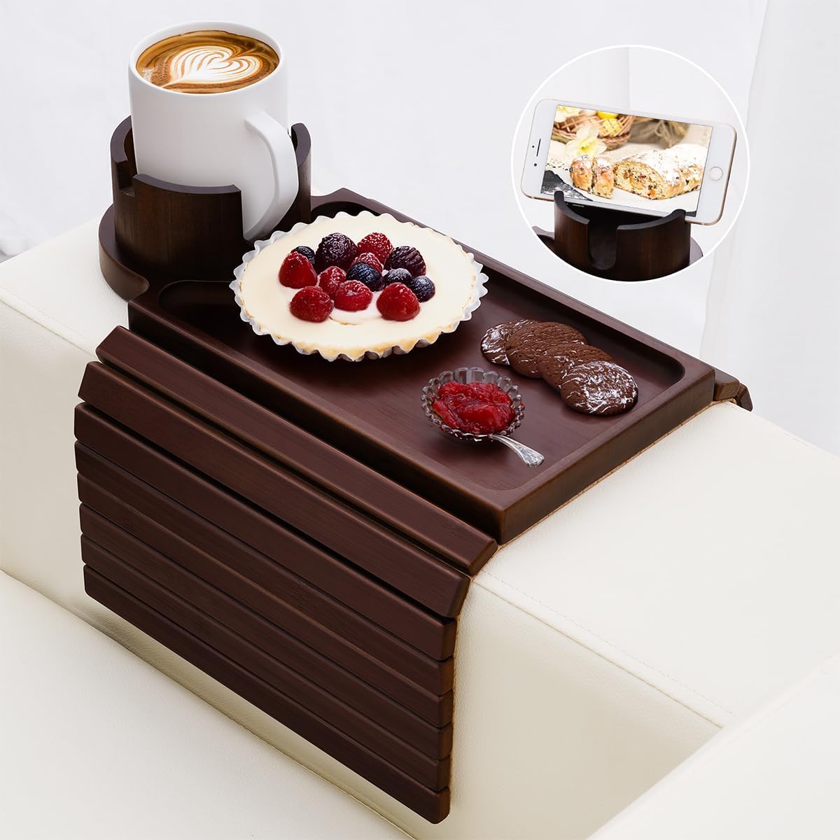 Couch Cup Holder Tray - 3 in 1 Arm Table for Drinks & Snacks