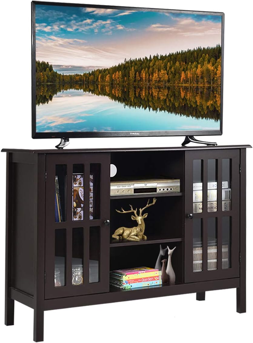Tangkula Modern TV Stand, Space-Saving Media Console for 50 TVs