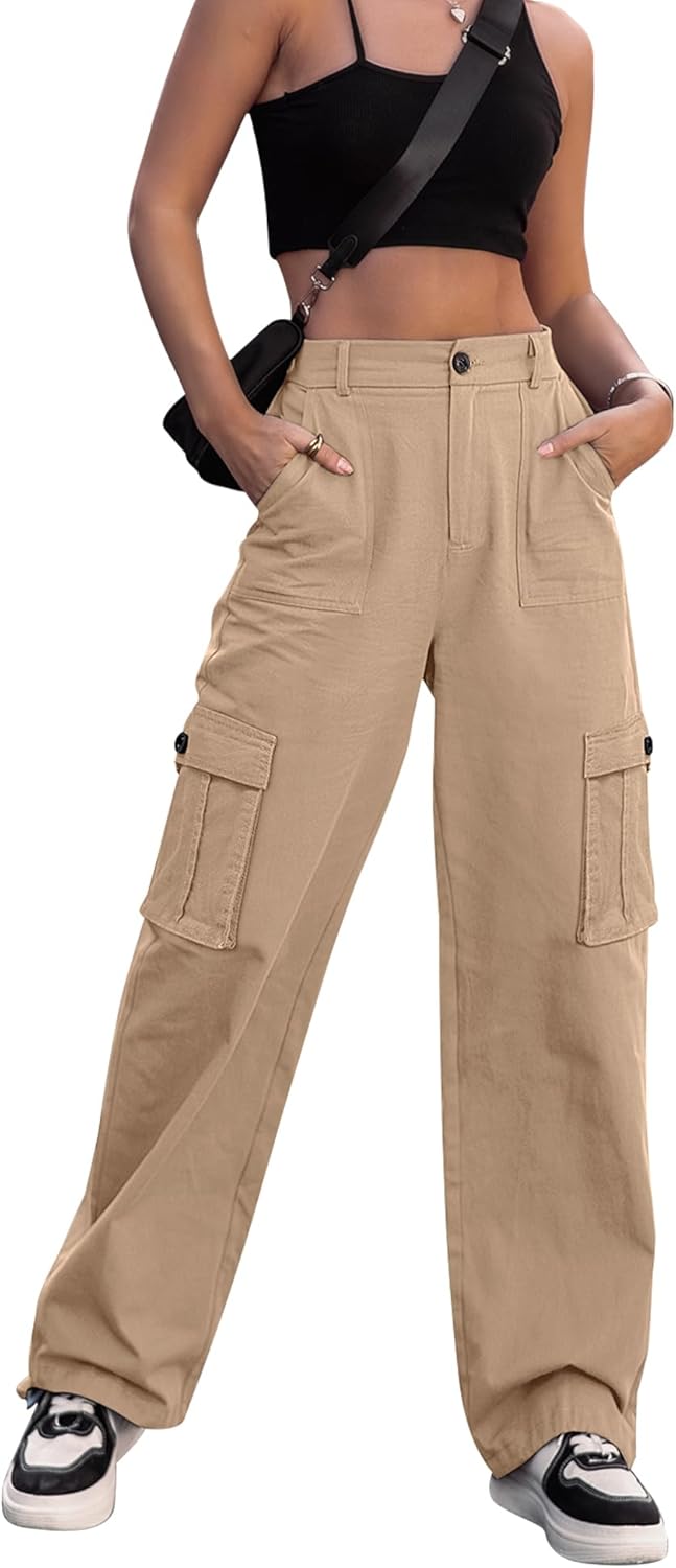 ZMPSIISA Women High Waisted Cargo Pants for Casual Style