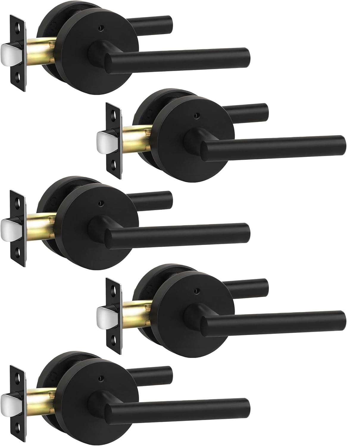 Matte Black Lever Privacy Door Handle for Bathroom and Bedroom