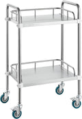 VEVOR Lab Rolling Cart 2-Shelf Stainless Steel - Smooth Mobility