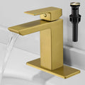 Brushed Gold Bathroom Faucet Set with Pop Up Drain - Durable Finish