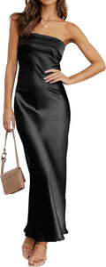 Cocktail Dresses for Women Summer Strapless Satin Tube Bodycon