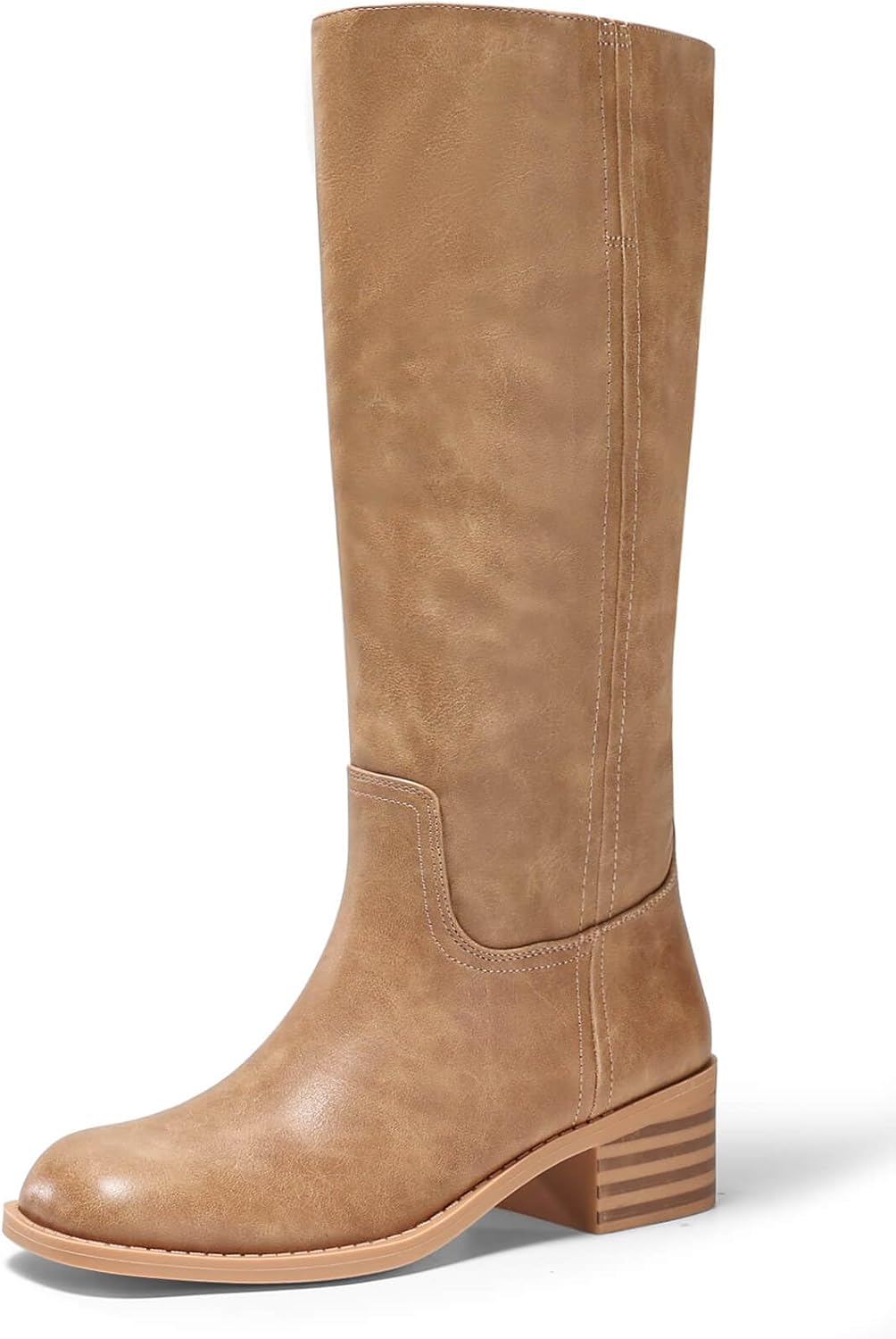 Coutgo Women's Knee High Boots with Chunky Block Heel Style